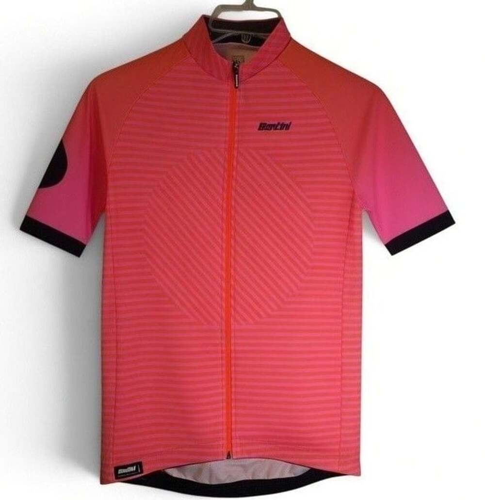 Santini Cycling Jersey Size XL Pink Orange Striped